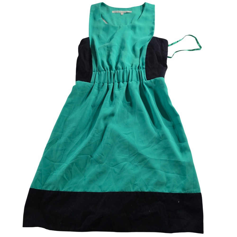Rachel Rachel Roy Women Green Black Colorblock Elastic Waist Sleeveless Dress 10
